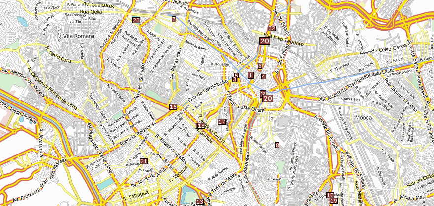 São Paulo Reiseführer mit Sehenswürdigkeiten von São Paulo  im Stadtplan